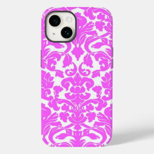 Maleta iPhone 14 do Damask Rosa-Quente