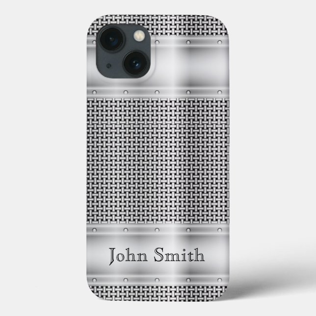 Maleta iPhone X Padrão Metálico Faux Silver (Verso)