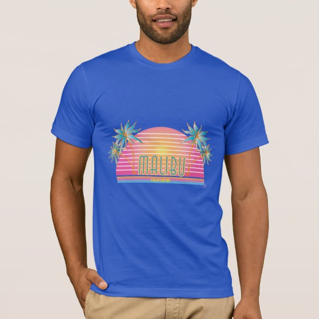 Malibu, California Sun, Palms Graphic T-shirt (Frente)