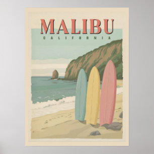 Malibu, Poster da Califórnia - Sol, Areia e Surf