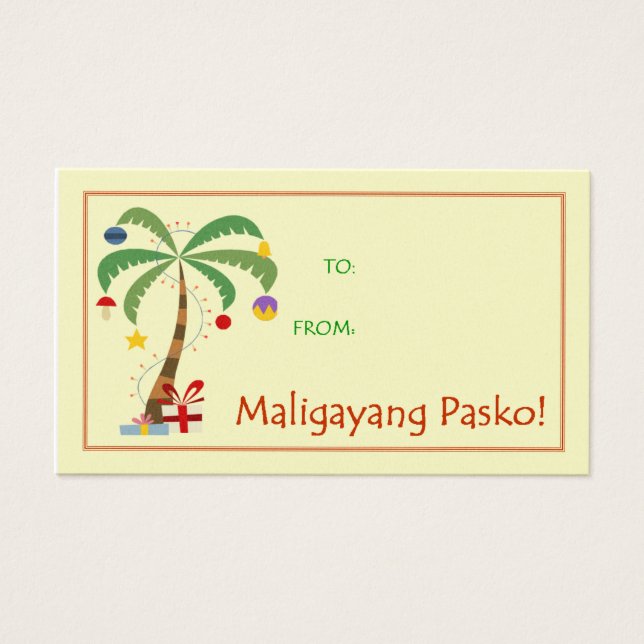 Maligayang Pasko Gift Tag - Árvore de Palma de Nat (Frente)