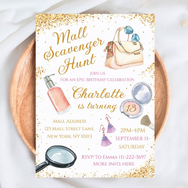 Mall Scavenger Hunt Birthday Convite para Menina (Criador carregado)