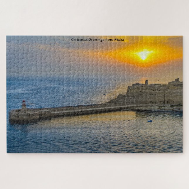 Malta Harbour Sunset. Quebra-cabeça de serra (Horizontal)