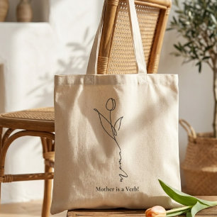 Mama Bolsa Tote de Script Minimalista e Floral