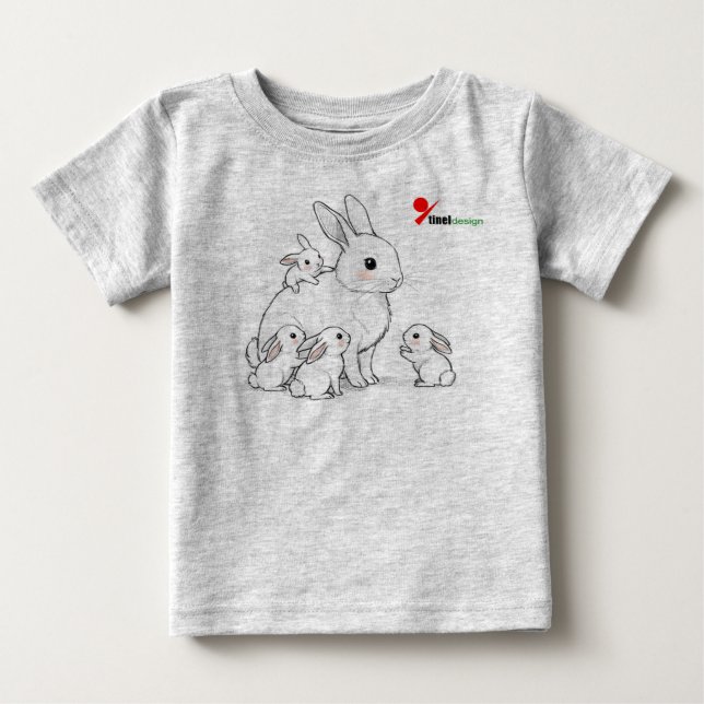 Mama Bunny & Bebês Camiseta de Bebê (Frente)