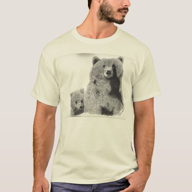 Mamã do urso de urso e t-shirt do filhote (Frente)