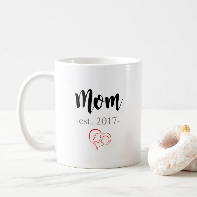 Mamã Est. 2017 caneca de café - presente novo da (Com Donut)