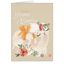 Mama Lama com lama do bebê & cartão das flores