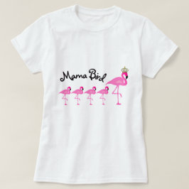 Mama Pássaro Flamingo T-shirt com quatro bebês