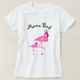 Mama Pássaro Flamingo T-shirt com um bebê
