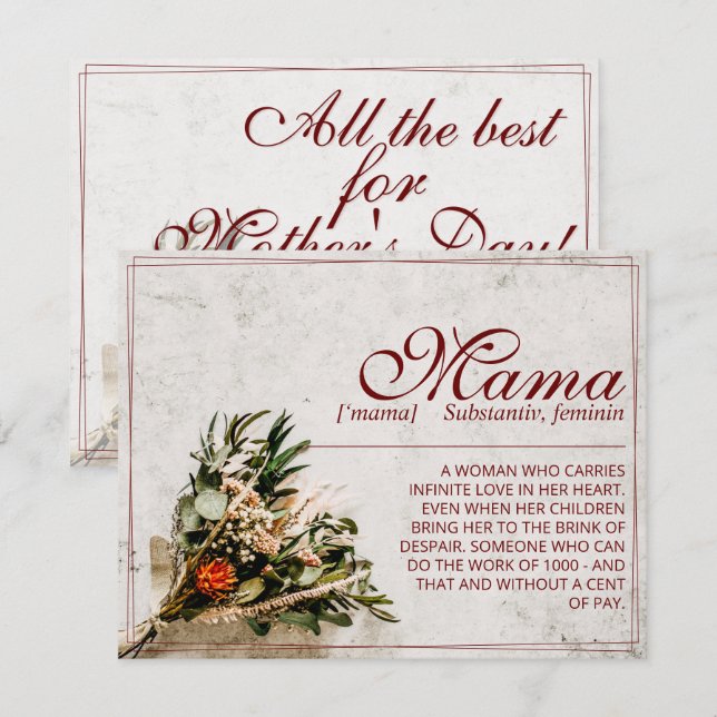 Mama - simplesmente insubstituível - Buquê (Frente/Verso)