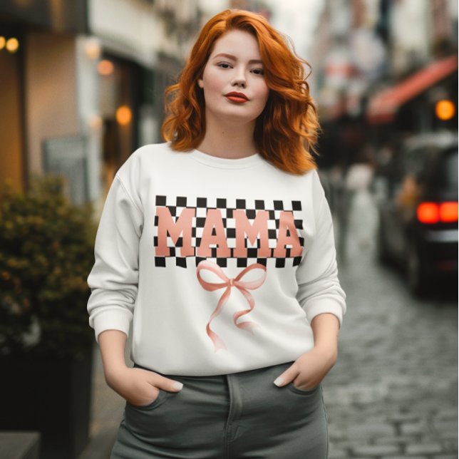 Mama Suéter, Rosa Mãe Coquette Suéter com Laço (trendy mom sweatshirt, pink mama sweatshirt, mom thanksgiving shirt, mom fall essentials, Autumn)