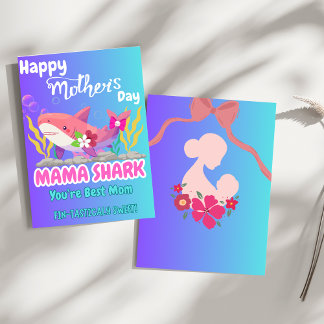 Mama Tubarão Fofo Cartão Feliz Dia das Mães - Fin-