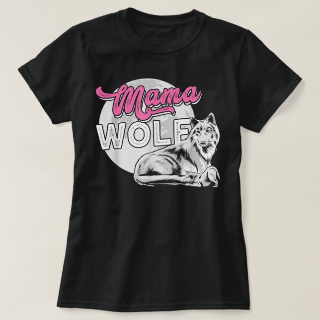 Mama Wolf protege seu filho T-Shirt (Frente do Design)