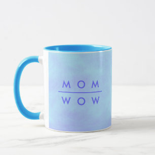 Mamã wow, na caneca azul do dia das mães