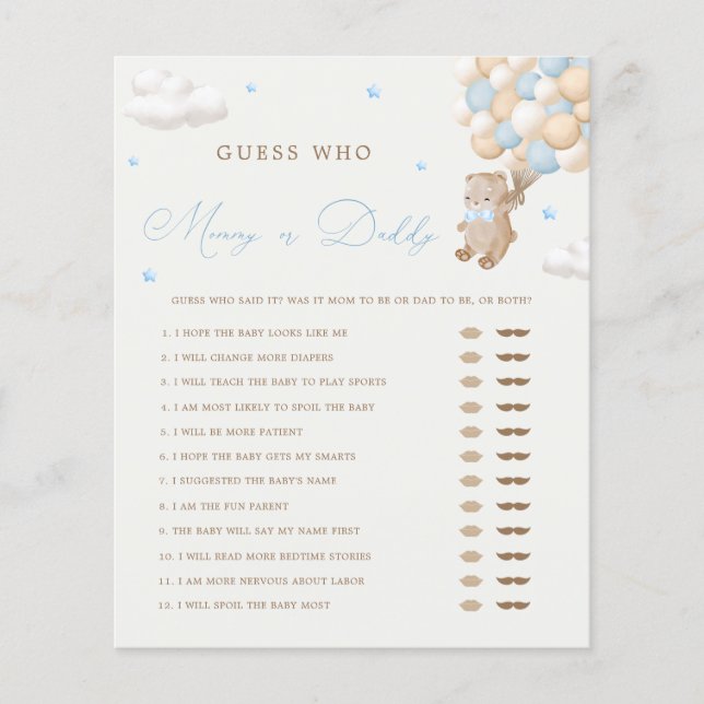 Mamãe azul do urso de pelúcia ou jogo do Pai (Frente)