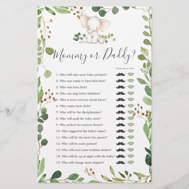 Mamãe de elefante ou jogo de Pai (Frente)