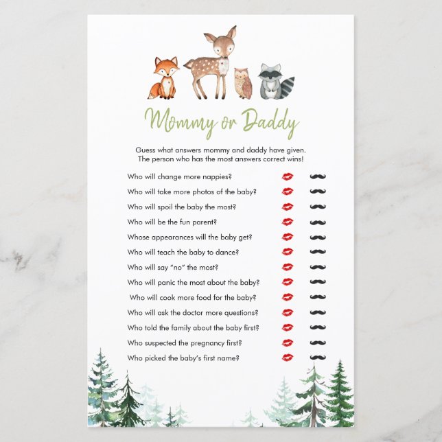 Mamãe de Florestas de Madeira ou Jogo Pai (Frente)