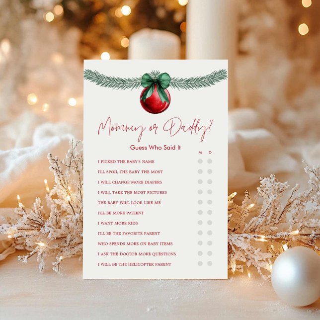 Mamãe de Natal ou jogo de Pai (Christmas Baby Shower Mommy or Daddy Game)