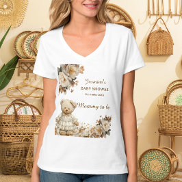 Mamãe de Urso Floral para Chá de fraldas T-Shirt