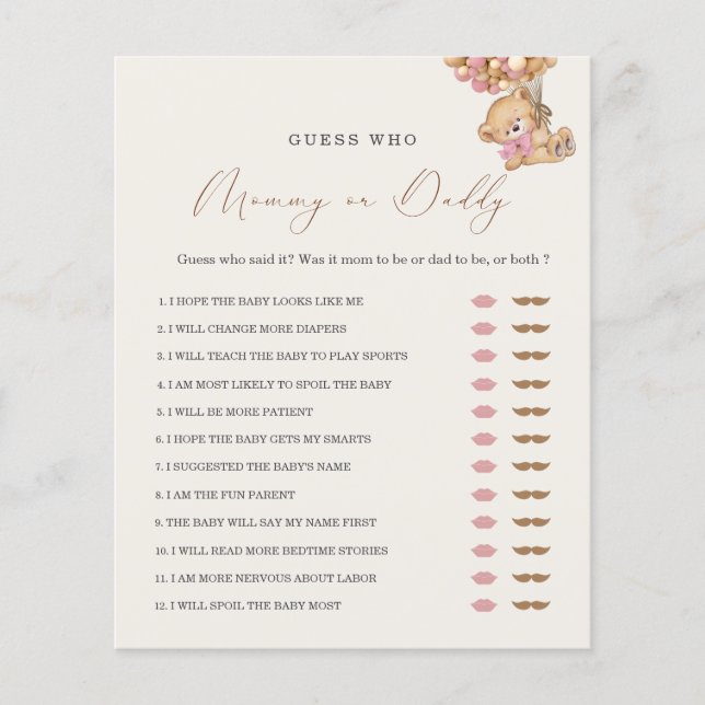 Mamãe do Urso de Teddy ou Jogo do Chá de fraldas d (Frente)