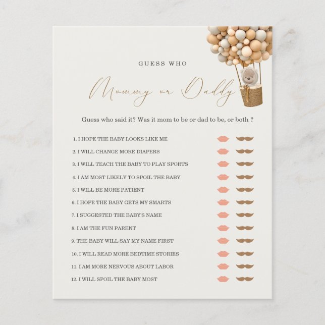 Mamãe do Urso de Teddy ou Jogo do Chá de fraldas d (Frente)