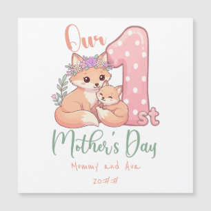 Mamãe e Bebê Raposa Rosa 1º Dia das Mães