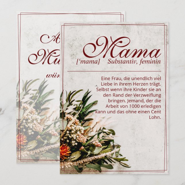 Mamãe - einfach undersetzlich - Buquê (Frente/Verso)