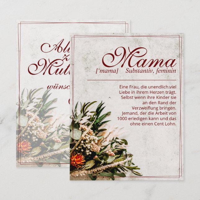 Mamãe - einfach undersetzlich - Buquê (Frente/Verso)