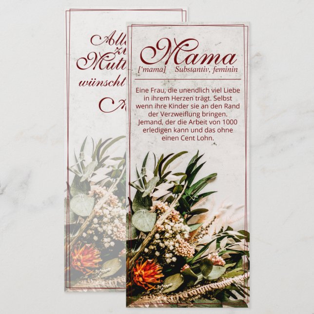 Mamãe - einfach undersetzlich - Buquê (Frente/Verso)