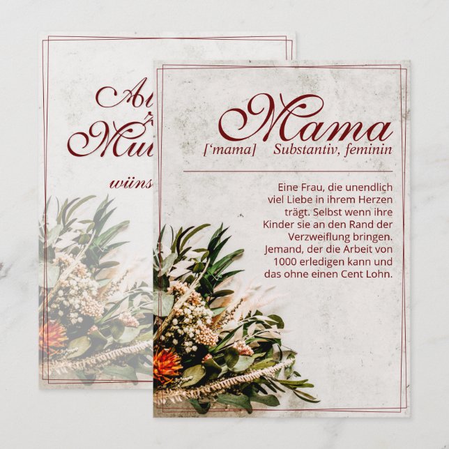 Mamãe - einfach undersetzlich - Buquê (Frente/Verso)