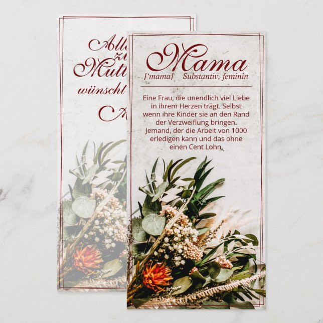 Mamãe - einfach undersetzlich - Buquê (Frente/Verso)