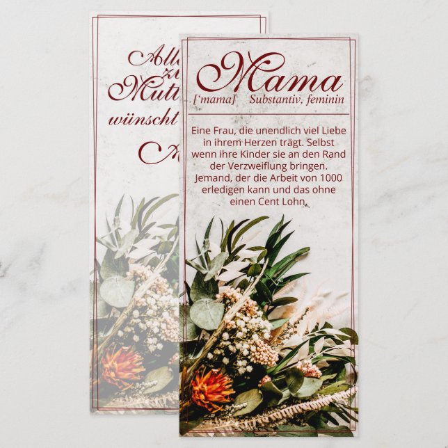 Mamãe - einfach undersetzlich - Buquê (Frente/Verso)