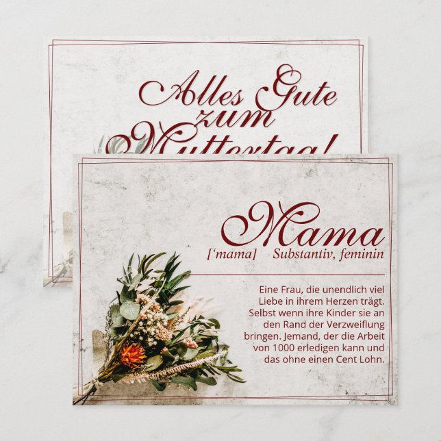 Mamãe - einfach undersetzlich - Buquê (Frente/Verso)