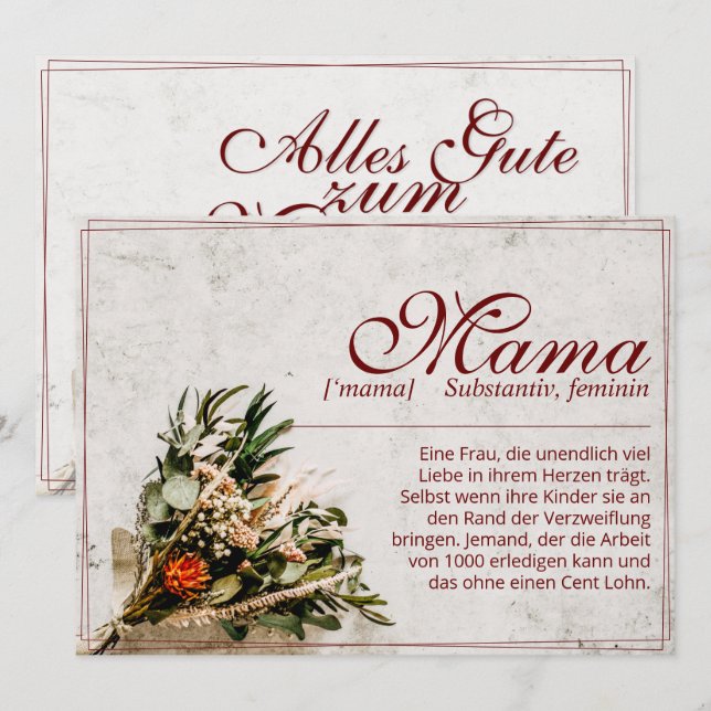 Mamãe - einfach undersetzlich - Buquê (Frente/Verso)
