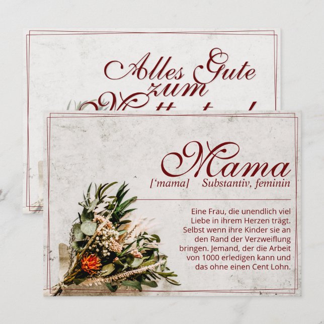 Mamãe - einfach undersetzlich - Buquê (Frente/Verso)