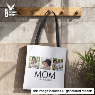 Mamãe Estabeleceu Caps Branco Bolsa de Foto Tote 3