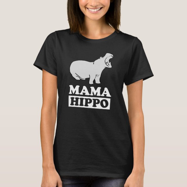 Mamãe Hippo Animal T-Shirt Mãe Presente (Frente)