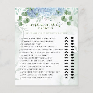 Mamãe ou Chá de fraldas de Pai azul verde