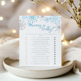 Mamãe ou jogo de pai com flocos de neve de prata a