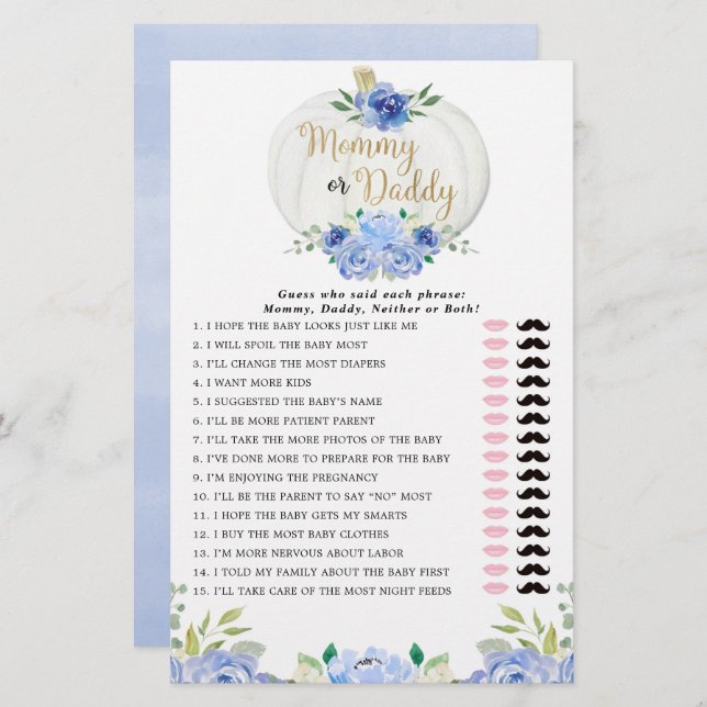 Mamãe ou Pai cinzento azul-verde (Frente/Verso)