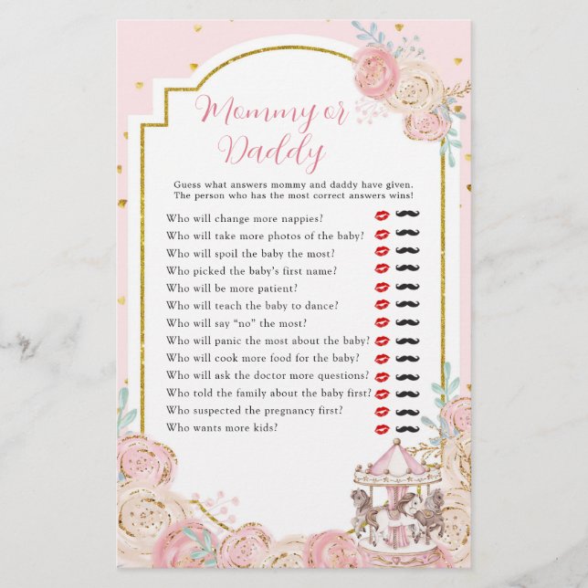 Mamãe ou Pai Mágico, rosa e Dourada, de carrossel (Frente)