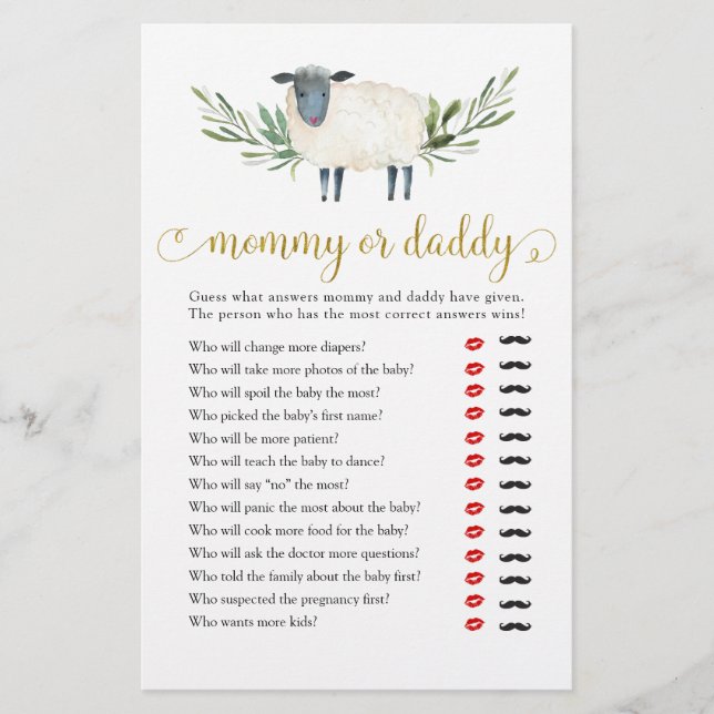 Mamãe ou Pai verde doce de cordeiro pequeno (Frente)