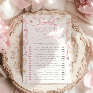 Mamãe ou Papai Laço Rosa Adivinhe Quem Jogo Floral