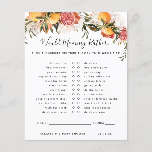 Mamãe Preferencialmente | Jogo Chá de fraldas (Frente)