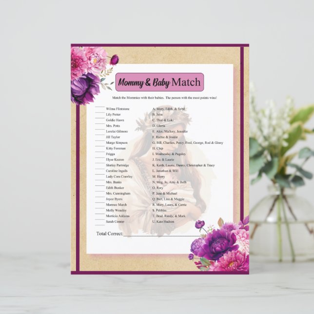 Mamãe Roxa e Jogo de Combinação de Bebês (Em pé/Frente)