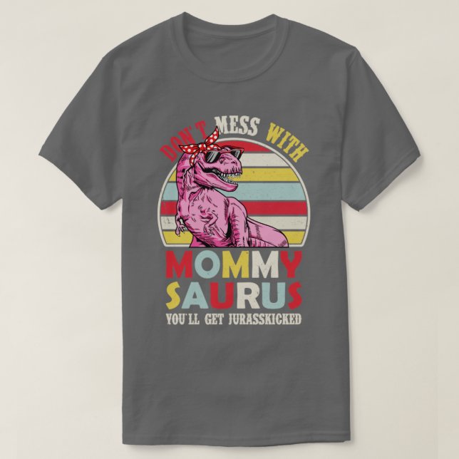 Mamãe Saurus Mama Saurus Camisa Dinossauro Mãe Cam (Frente do Design)
