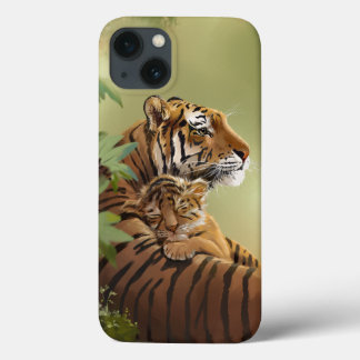 Mamãe tigre e bebê tigre que dorme