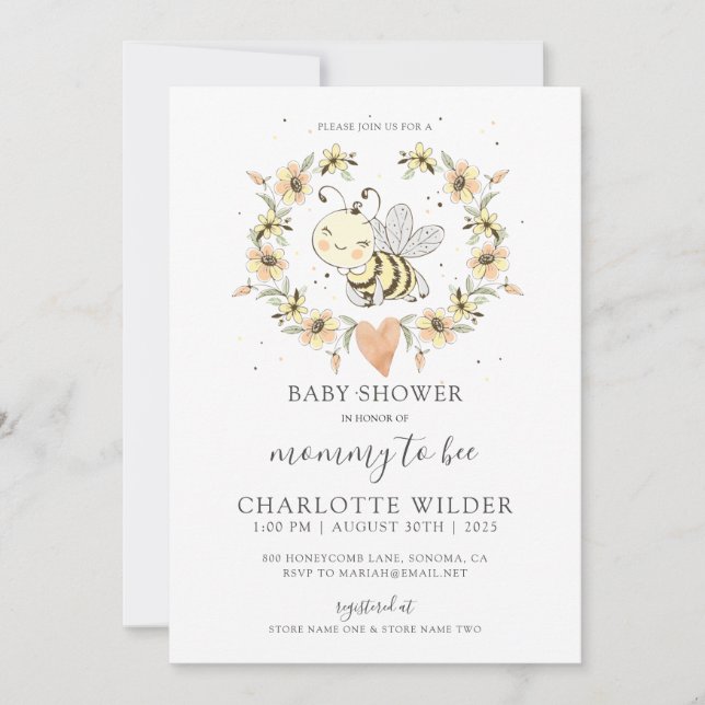 Mamãe Whimsical A Ser Convite Para Chá de fraldas (Frente)