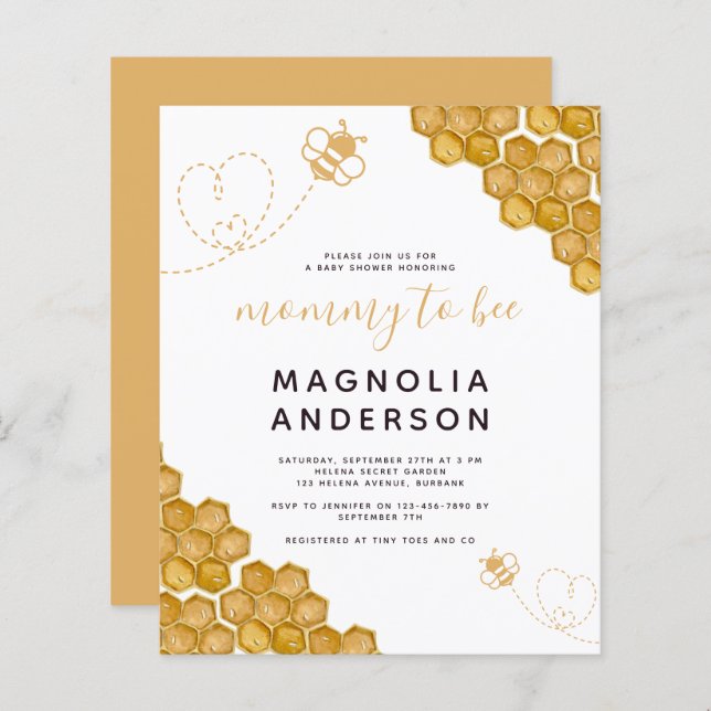 Mamães Orçamentárias para Convite para Chá de fral (Frente/Verso)